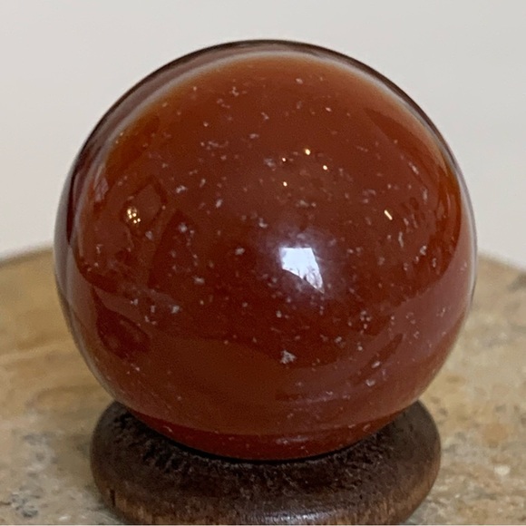 MINI Red Banded Carnelian Crystal Sphere With Wood Stand Chakras Healing 1/2" 8g - Picture 9 of 12